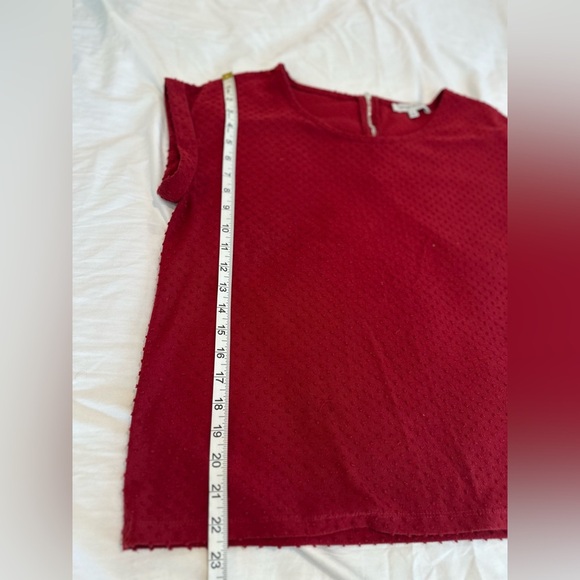 Rose & Olive Women’s Sz: L Red Cap Sleeve 3D Polka Dot Zip Back Loose Fit Top. - Picture 3 of 15